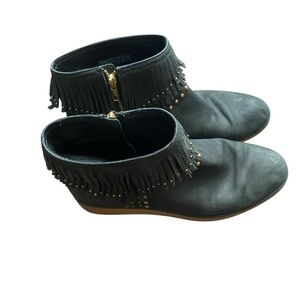 UGG Ariane Black Studded Nubuck Fringe wedge boots